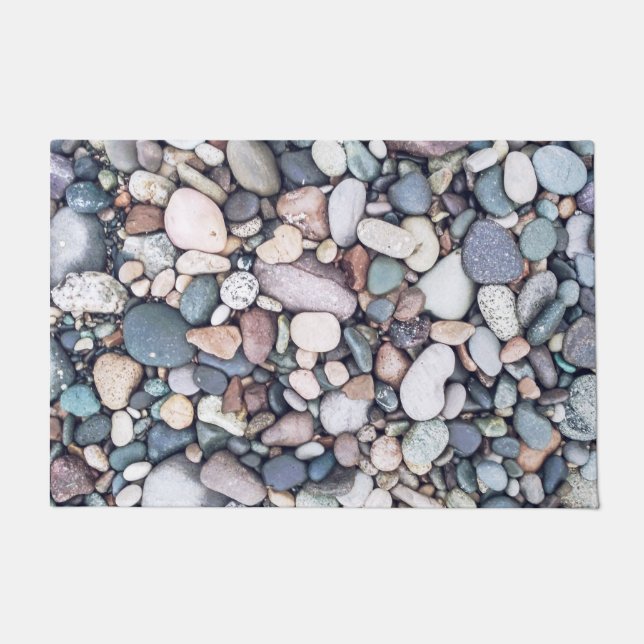 Rustic River Rocks Indoor Outdoor Door Carpet Doormat (Front)