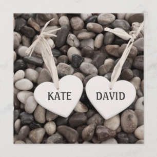 Rustic Riverside Beach Sea Side Pebbles Wedding Invitation