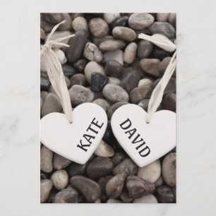 Rustic Riverside Beach Sea Side Pebbles Wedding Invitation