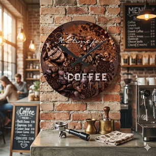 Rustic Roasted Coffee Bean Round Clock