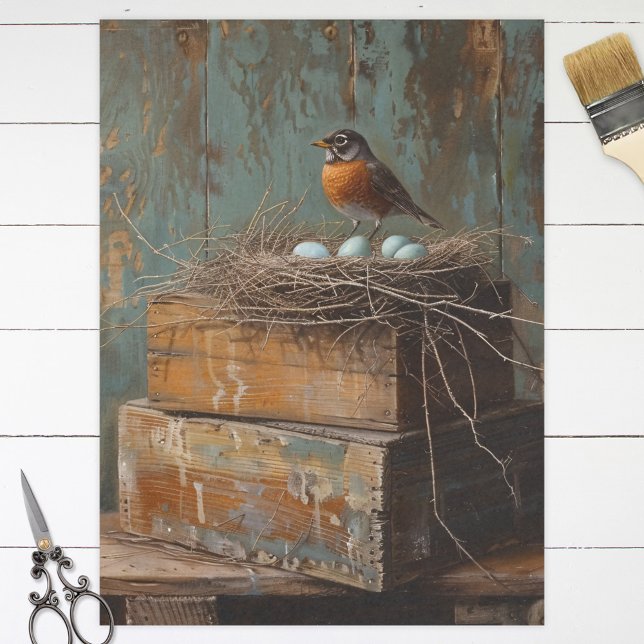 Rustic Robin and Nest Decoupage Tissue Paper (Creator Uploaded)