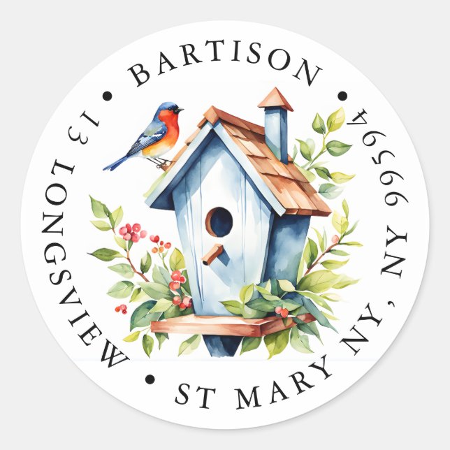 Rustic Robin Bird Box Label | Watercolour Nature  (Front)