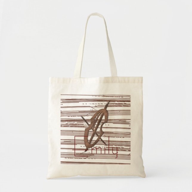 Rustic Robust Cello Music Add Name Tote Bag (Front)