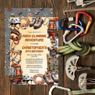 Rustic Rock Climbing Adventure Birthday Party Invitation