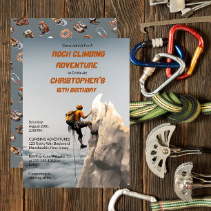 Rustic Rock Climbing Adventure Birthday Party Invitation