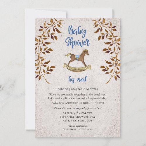 Rustic Rocking Horse boy baby shower by mail Invitation