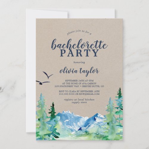 Rustic Rocky Mountain Bachelorette Party Invitation