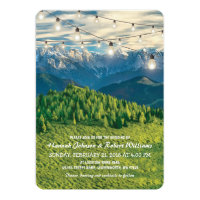 Rustic Rocky Mountain Creek Twinkle Lights Wedding Card