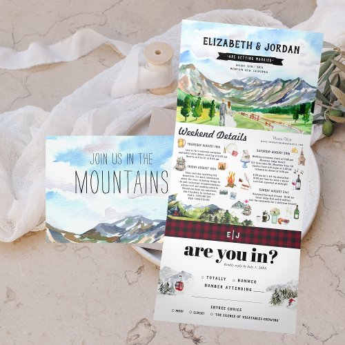 Rustic Rocky Mountain  Illustrated Wedding  Tri_Fold Invitation