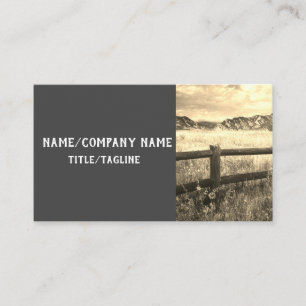 rustic Rocky Mountain landscape sepia toned photo Business Card