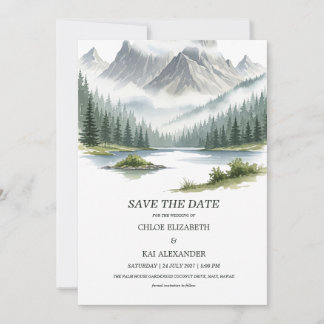 Rustic Rocky Mountain Woodland Landscape Save the Date