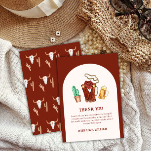 Rustic Rodeo Cowboy Cactus Beer Arch Baby Shower  Thank You Card