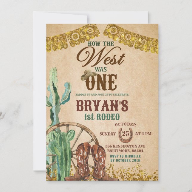 Rustic Rodeo Cowboy First Birthday Invitation (Front)
