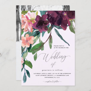 Rustic Romance Beautiful Watercolor Floral Wedding Invitation