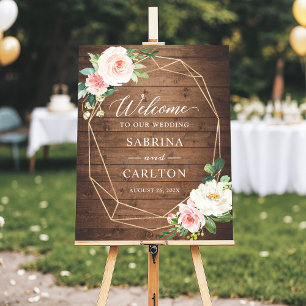 Rustic Romance Blush Floral Geometric Wedding Foam Board