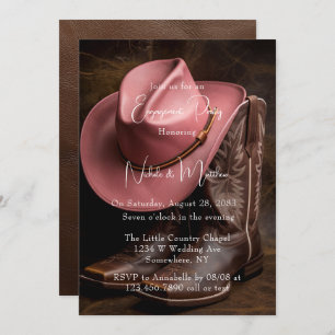 Rustic Romance: Boots & Hat Engagement Party Invitation