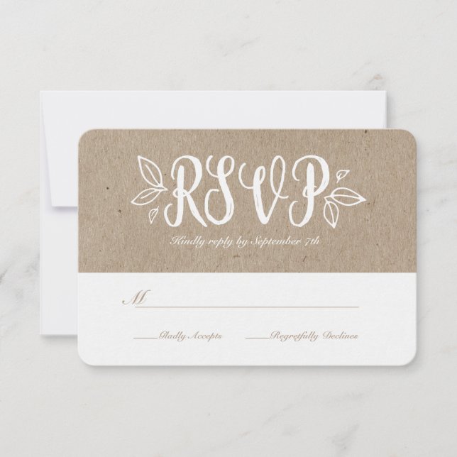 Rustic Romance Faux Kraft Paper RSVP Card (Front)