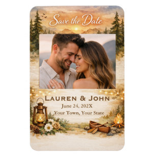 Rustic Romance Photo Save The Date Wedding Magnet