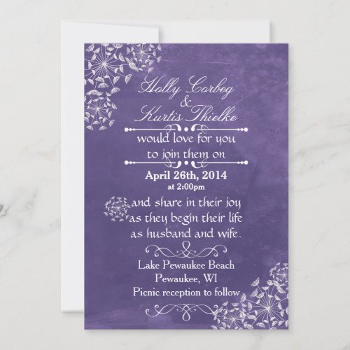 Rustic Romance Purple Wedding Invitations