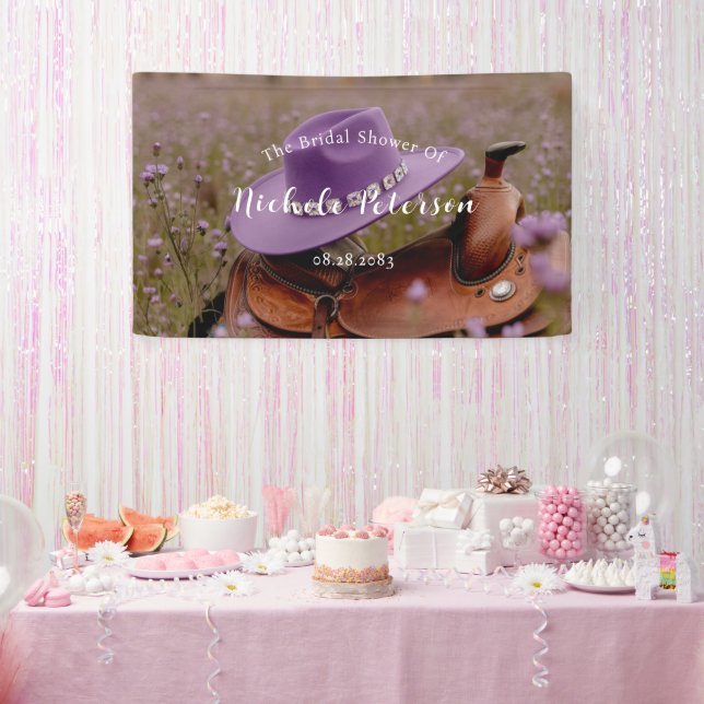 Rustic Romance: Saddle with a Hat Bridal Shower Banner (Party)