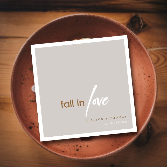 Rustic Romance: Simple Fall in Love Custom Wedding Napkins (Rustic Romance Simple Fall in Love Custom Wedding Napkins)