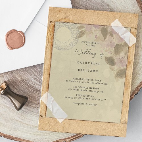 Rustic Romance Vintage Paper Frame Photo Wedding Invitation