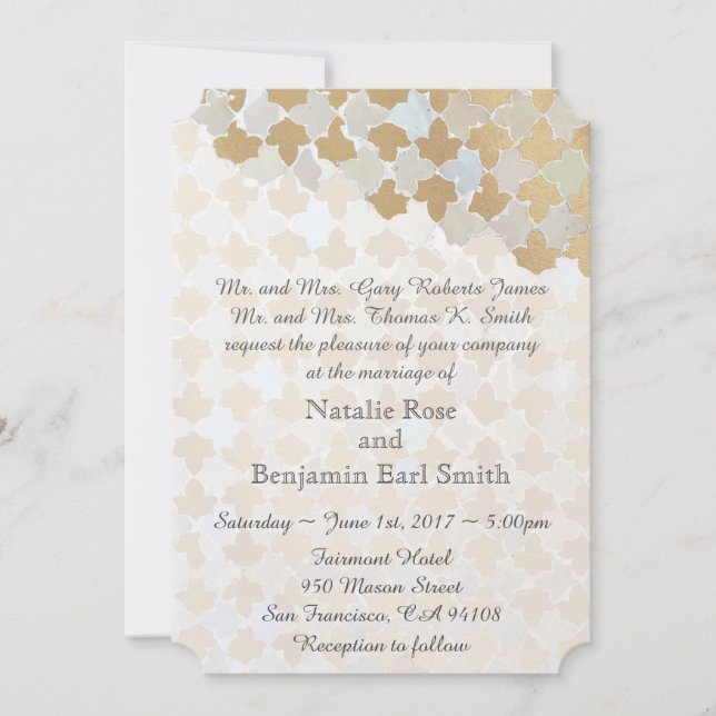 Rustic Romance Wedding | Faux Gold Foil Mosaic Invitation (Front)