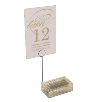 Rustic Romance Wedding | Faux Gold Foil Mosaic Table Card Holder