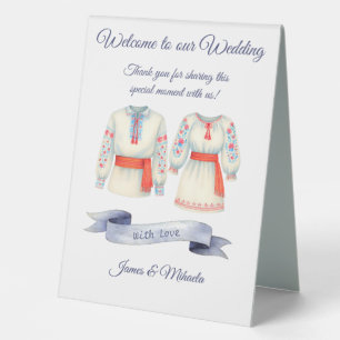 Rustic Romanian Wedding Traditional Folk Costumes Table Tent