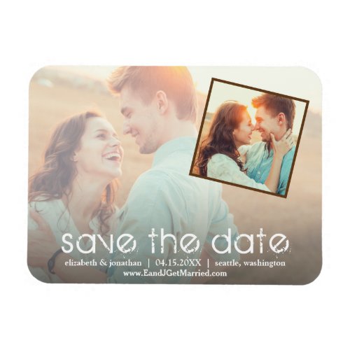 Rustic Romantic 2 Photo Save the Date Magnet