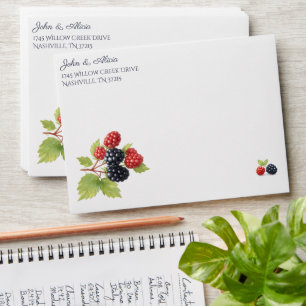 Rustic Romantic Autumn Berry Wedding Photo Back Envelope