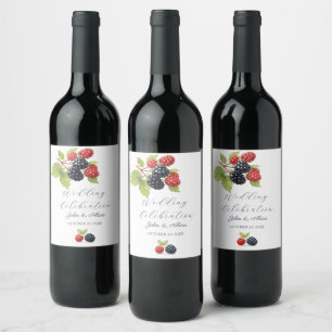 Rustic Romantic Autumn Berry Wedding Photo Back Wine Label