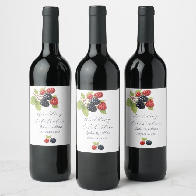 Rustic Romantic Autumn Berry Wedding Photo Back  Wine Label (Bottles)