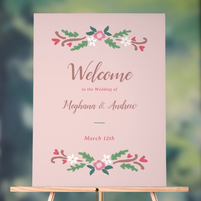 Rustic Romantic Floral Bunch Acrylic Sign (Neutral)