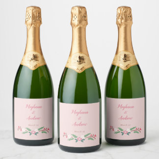 Rustic Romantic Floral Bunch  Sparkling Wine Label