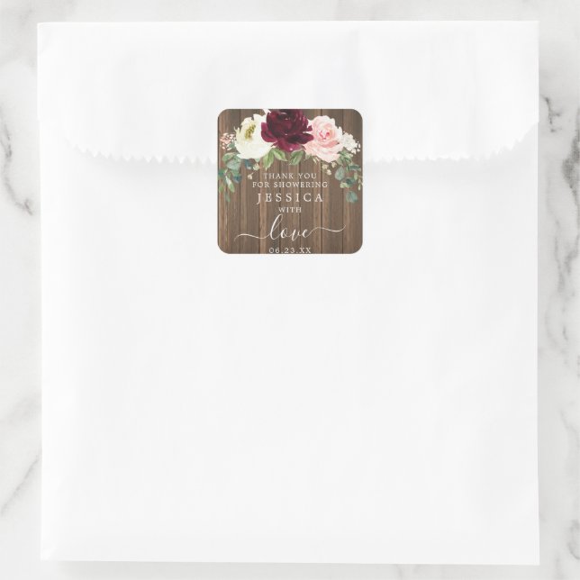 Rustic Romantic Greenery Wood Favor Sticker (Bag)