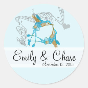 Rustic Romantic Hummingbird Kiss Love BirdWedding Classic Round Sticker