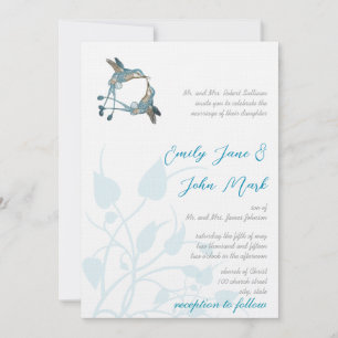 Rustic Romantic Hummingbird Kiss Love BirdWedding Invitation