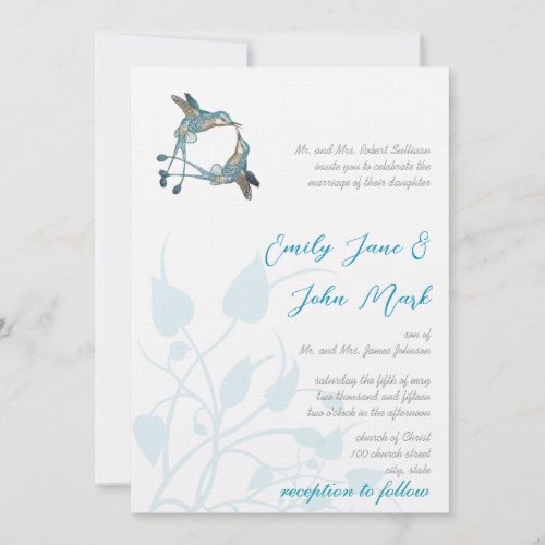 Rustic Romantic Hummingbird Kiss Love BirdWedding Invitation