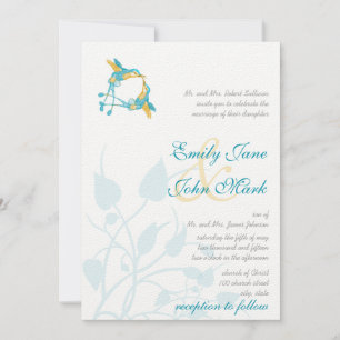 Rustic Romantic Hummingbird Kiss Love BirdWedding Invitation