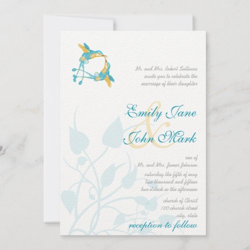 Rustic Romantic Hummingbird Kiss Love BirdWedding Invitation