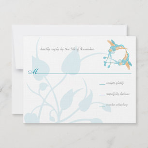 Rustic Romantic Hummingbird Kiss Love BirdWedding RSVP Card