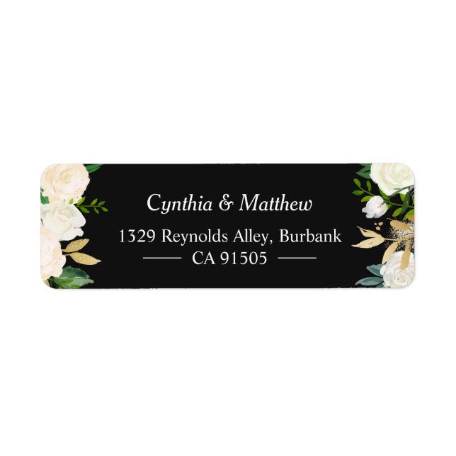 Rustic Romantic Ivory White Garden Floral Label (Front)