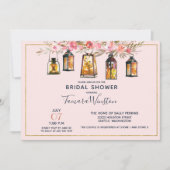 Rustic Romantic Lanterns Rose Gold Bridal Shower Invitation (Front)