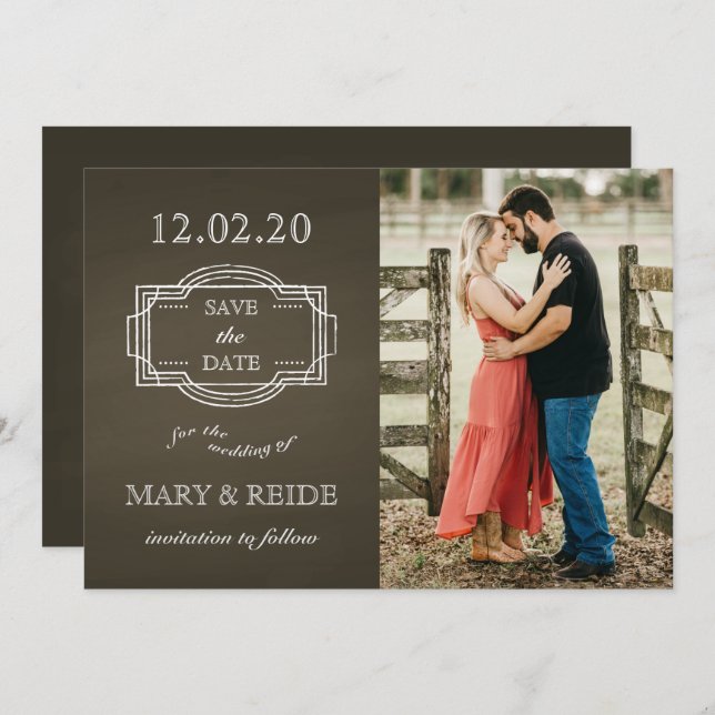 Rustic Romantic Photo Save the Date (Front/Back)