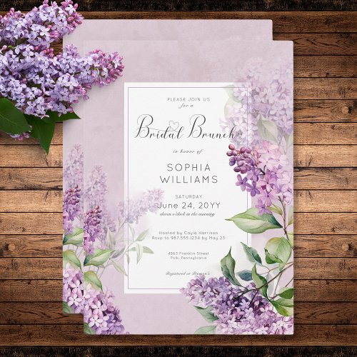 Rustic Romantic Purple  Sage Lilacs Bridal Brunch Invitation