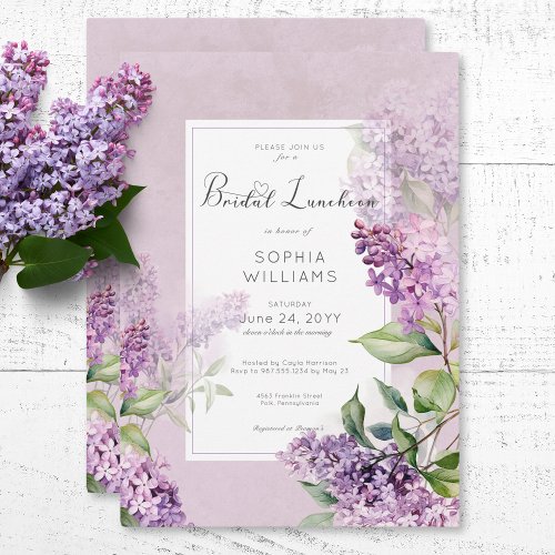 Rustic Romantic Purple  Sage Lilacs Bridal Lunch Invitation