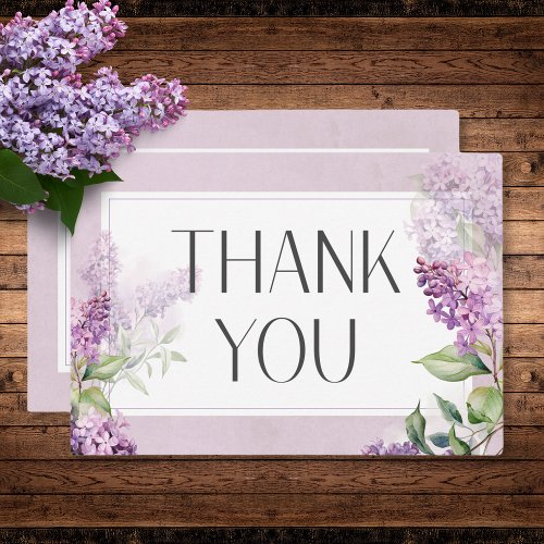 Rustic Romantic Purple  Sage Lilacs Wedding Thank You Card