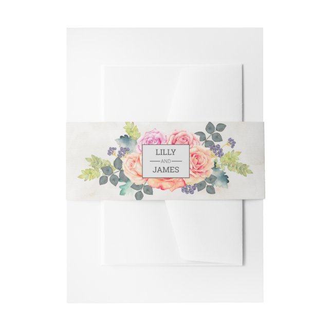 Rustic Romantic Rose | Invitation Belly Band (Front Example)