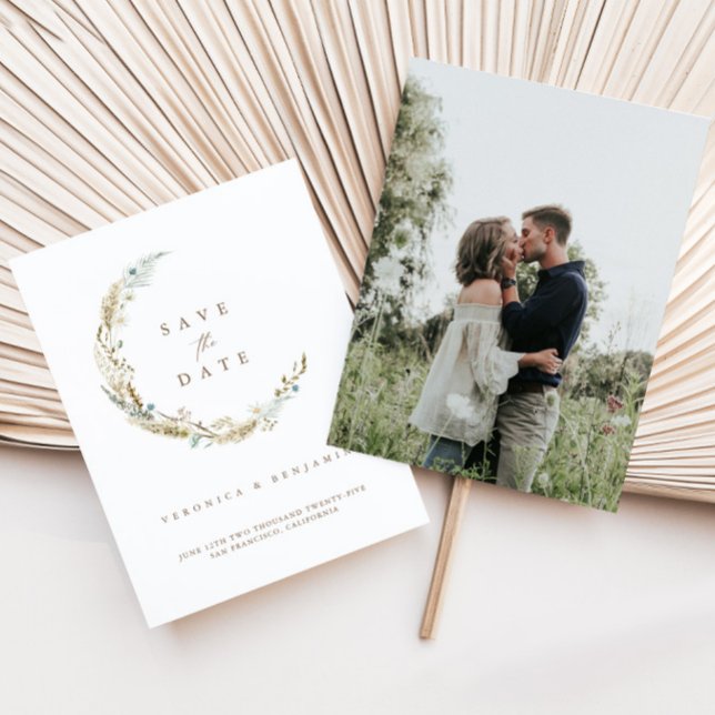Rustic Romantic Script Photo Save The Date Card (Creator Uploaded)